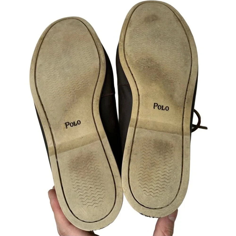 Polo Ralph Lauren Bienne Brown Leather Boat Shoes 9 D